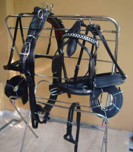 Driving Harness Single Horse Black Leather Brass Plating Fitting